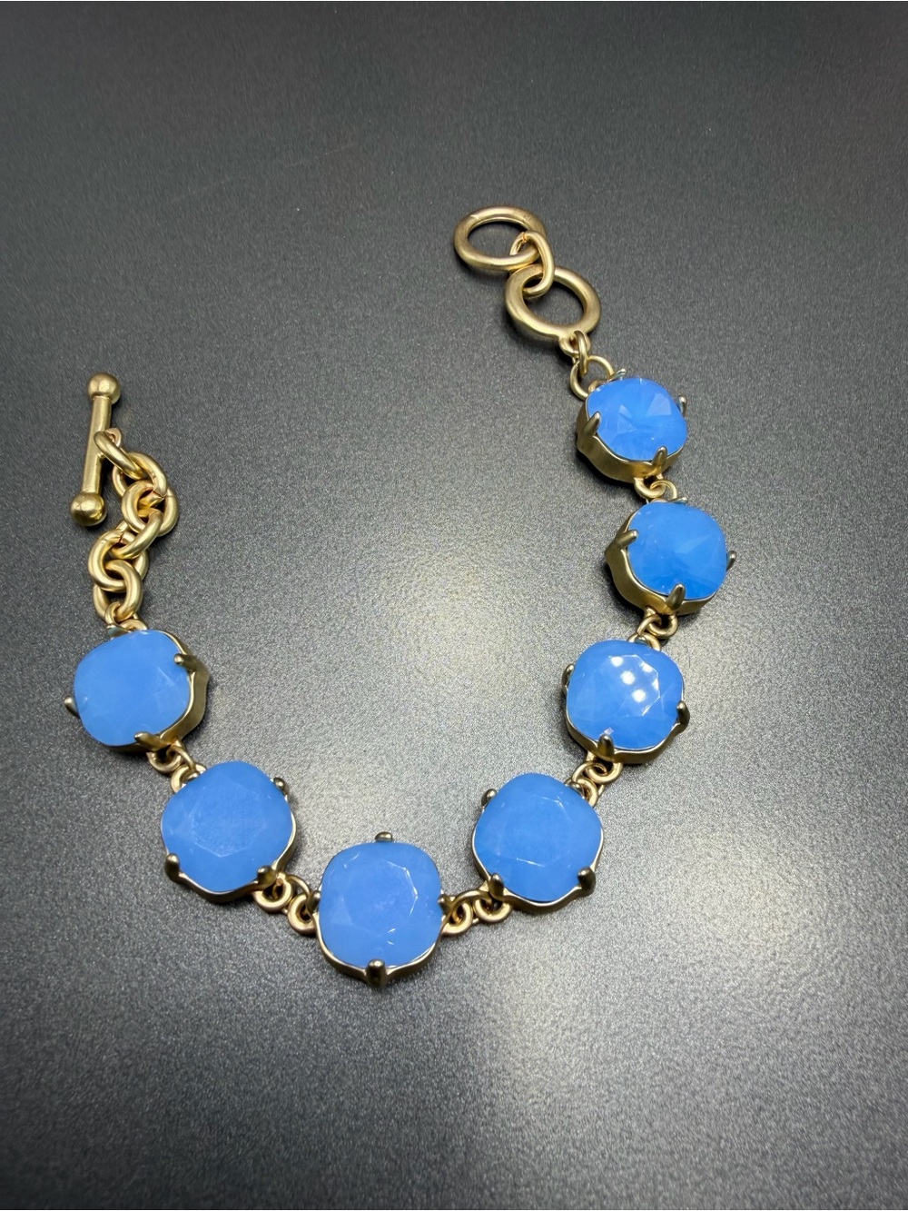 Gold-Tone Bracelet with Blue Cabochon Stones #463BR